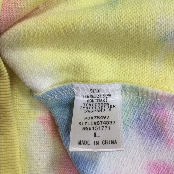 NWT Lelis Womens L multicolor tie dye crew neck top sweat shirt - Picture 6 of 7